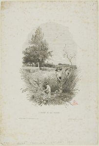 Das Kind und die Blumen von Charles Francois Daubigny