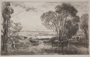 Die hydraulische Maschine, Originaldruck 1862, gedruckt 1921 von Charles Francois Daubigny
