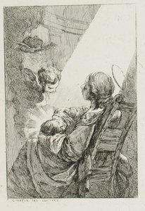 Die Jungfrau Maria wiegt das Jesuskind von Charles Francois Hutin