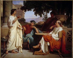 Virgil, Horaz und Varius bei Mecene von Charles François Jalabert