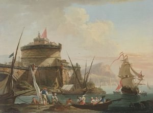 Hafenszene bei Sonnenuntergang von Charles Francois Lacroix de Marseille