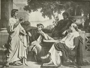 Vergil, Horaz und Varius im Haus von Maecenas (Gravur)