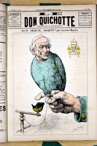 Titelblatt von „Le Don Quixote“, Nummer 672, Satirisch in Farben von Charles Gilbert Martin