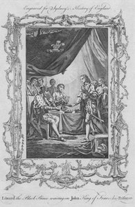 Edward der Schwarze Prinz bedient Johann König von Frankreich, seinen Gefangenen von Charles Grignion