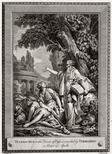 Telemachus in der Wüste von Oasis wird von Termosiris, einem Priester des Apollo, getröstet, 1774