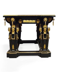 Napoleon III Tisch, entworfen von Jean Brandely, Marketerie von E. Varlot, Paris, ca. 1850-75 von Charles Guillaume Diehl
