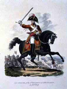 Ein Offizier des 2. Regiments der Life Guards in voller Montur, graviert von Joseph Constantine Stadler von Charles Hamilton (after) Smith