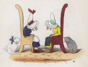Zwei alte Frauen reden und schlafen dann ein von Charles Henry (after) Bennett