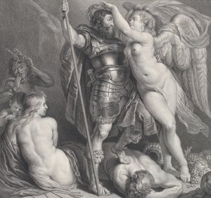 Held, von der Siegesgöttin gekrönt, die ihm einen Lorbeerkranz aufsetzt, Venus und Amor, ca. 1735-61
