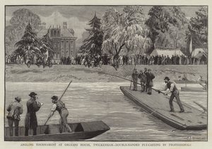 Anglerturnier im Orleans House, Twickenham, Doppelhand-Fliegenfischen von Profis von Charles J. Staniland