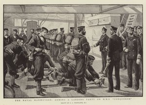Die Marine-Manöver, Bewaffnung einer Landungstruppe auf der HMS Conqueror