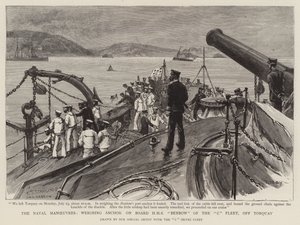 Die Marine-Manöver, Anker lichten an Bord der HMS Benbow der C-Flotte, vor Torquay von Charles J. Staniland