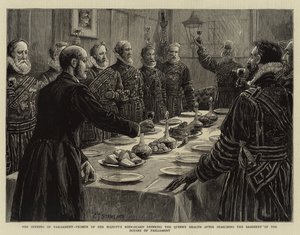 Die Eröffnung des Parlaments, Yeomen der Leibgarde Ihrer Majestät trinken auf die Gesundheit der Königin nach der Durchsuchung des Kellers des Parlamentsgebäudes