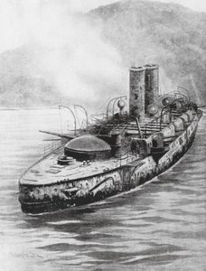 Der spanische Panzerkreuzer Oquendo nach dem Seegefecht 1898 von Charles John de (after) Lacy