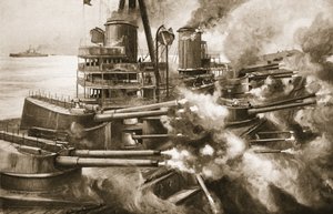 Mit allen Zähnen auf einmal beißen: die enorme Kraft einer modernen Schlachtschiff-Breitseite, aus 