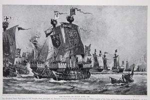 Die Schlacht von Sluys, 24. Juni 1340, Illustration aus 