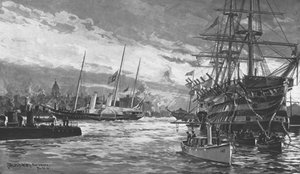 Das Begräbnis von Königin Victoria...Königliche Yacht Alberta fährt in den Hafen von Portsmouth ein...1901