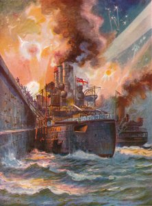 Die Vindictive in Zeebrugge, 1918-1919 von Charles John de Lacy