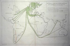 Karte, die den Kohleexport von den Britischen Inseln im Jahr 1850 zeigt