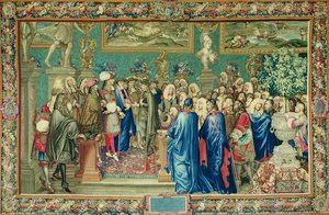 Audienz von Ludwig XIV. (1638-1715) für den Grafen von Fuentes, königlicher Botschafter von Philipp IV. von Spanien, im Louvre, 24. März 1662, Gobelins-Werkstatt von Charles Le Brun