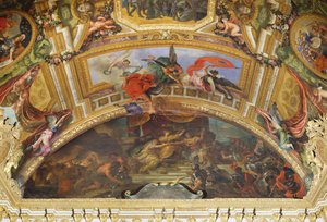 Das Bündnis von Deutschland und Spanien mit Holland, 1672, Deckenmalerei aus der Galerie des Glaces von Charles Le Brun