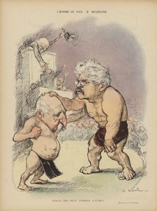 Karikatur der französischen Politiker Émile Combes und Alexandre Millerand. Illustration für Le Rire