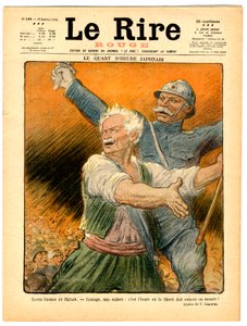 Cover von „Das rote Lachen“, satirisch in Farben von Charles Leandre