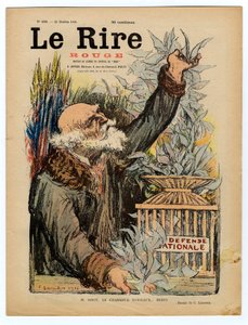 Cover von „Das rote Lachen“, satirisch in Farben