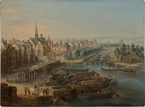 Ansicht des Arsenals, des Hafens Saint Paul und des Quai des Célestins in Paris, 1730er Jahre