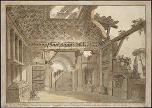 Entwurf für die Gemälde in der Zelle von Pater Lesueur im Kloster Santissima Trinita dei Monti in Rom von Charles Louis Clerisseau