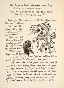 Die Rote Königin sagt zu Alice: Halt den Mund, Illustration aus Alice unter der Erde, veröffentlicht 1886
