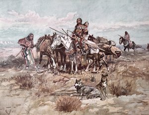 Ureinwohner der amerikanischen Ebenen ziehen um von Charles Marion Russell
