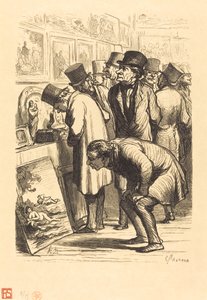 Ein Saal des Hotels Drouot an einem Ausstellungstag von Charles Maurand after Honoré Daumier