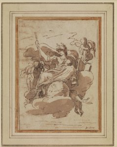 Allegorische Frauenfigur, sitzend auf Wolken von Charles Mellin