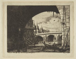 Torbogen, Pont Notre-Dame, Paris von Charles Meryon