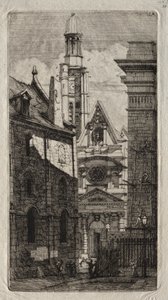Radierungen von Paris: Kirche St. Stephan auf dem Berg von Charles Meryon