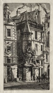 Radierungen von Paris: Haus mit einem Turm, Weberstraße