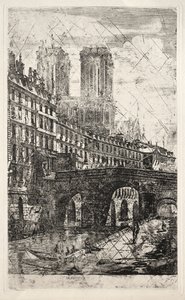 Radierungen von Paris: Die kleine Brücke