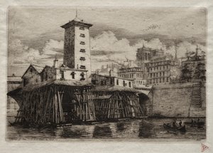 Radierungen von Paris: Die Notre-Dame-Pumpe, 1852 von Charles Meryon