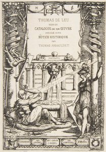 Frontispiz für den Katalog der Werke von Thomas De Leu, 1866 von Charles Meryon