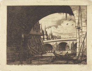 Ein Bogen der Notre-Dame-Brücke, Paris von Charles Meryon