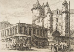 Le Grand Châtelet, Paris um 1780, nach einer früheren Zeichnung, 1861 von Charles Meryon