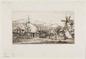 Neukaledonien: Große einheimische Hütte an der Straße von Balade nach Puépo, 1845 von Charles Meryon