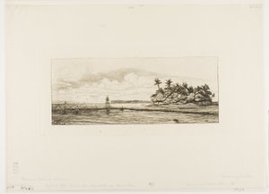 Ozeanien: Angeln, nahe Inseln mit Palmen in der Uea- oder Wallis-Gruppe, 1845 von Charles Meryon