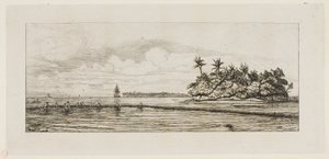 Ozeanien: Fischen, nahe Inseln mit Palmen in der Uea- oder Wallis-Gruppe, 1845