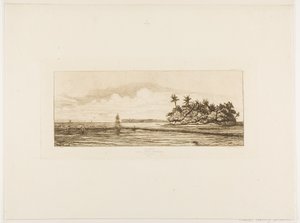 Ozeanien: Fischen, nahe Inseln mit Palmen in der Uea- oder Wallis-Gruppe, 1845 von Charles Meryon