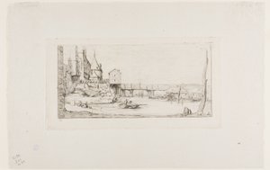 Die Fußgängerbrücke, die vorübergehend die Pont-au-Change in Paris nach dem Brand von 1621 ersetzt von Charles Meryon