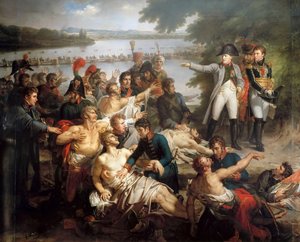 Die Rückkehr Napoleons zur Insel Lobau nach der Schlacht von Essling, 23. Mai 1809 von Charles Meynier