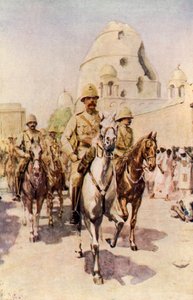Lord Kitchener betritt Omdurman nach der Schlacht (Farblithografie)