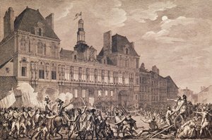 Robespierre, Saint-Just, Couthon und Hanriot suchen Zuflucht im Hôtel de Ville in Paris, 9. Thermidor Jahr II (27. Juli 1794) 1800